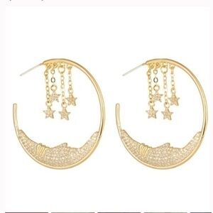 Eye candy 18kt gold plated moon hoop earrings